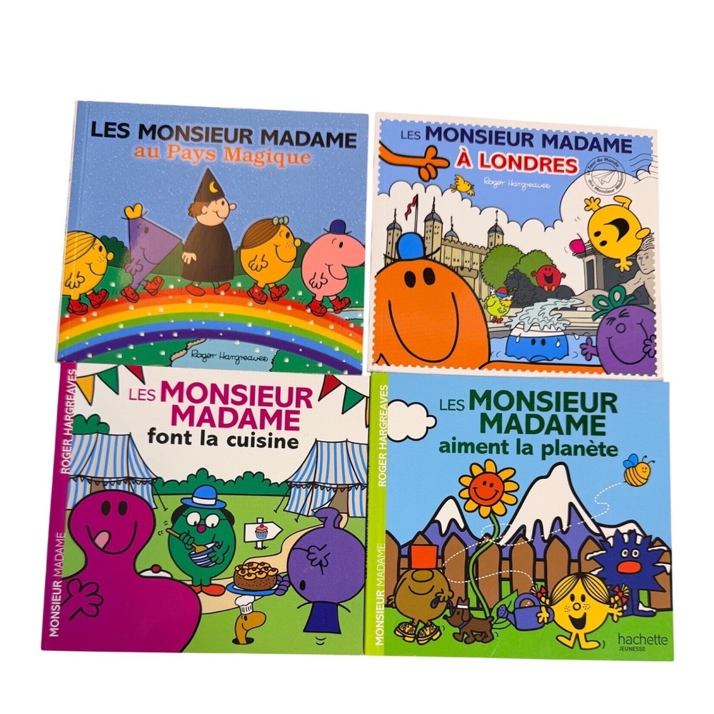 Hachette Monsieur Madame French Books 4 Pack Roger Hargreaves Softcover Kids